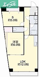 上杉第三ビル野田 2LDKの間取図画像