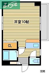 アトラス北長瀬 1Kの間取図画像