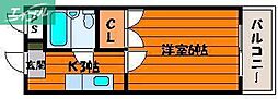 ウエストプラザ新保 1Kの間取図画像