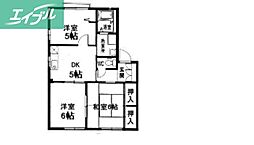 メゾン・アルシュB 3DKの間取図画像