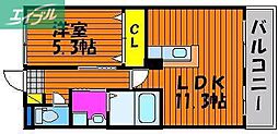 プレゼンス白石 1LDKの間取図画像