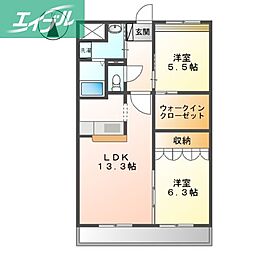 プラッツ・ユー1 2LDKの間取図画像