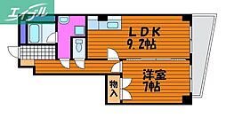 上杉第7ビル西古松 1LDKの間取図画像