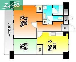 清幸マンション野田 2LDKの間取図画像