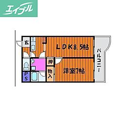 ABITARE下中野 1LDKの間取図画像