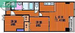 山陽マンション 2LDKの間取図画像