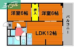 虫明第2マンション 2LDKの間取図画像