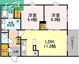 ShallowGardenA 2LDKの間取図画像