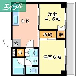 グランツ西古松2 2DKの間取図画像