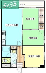 レジデンス奥田 3LDKの間取図画像