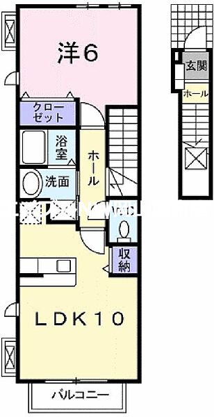 岡山県岡山市中区平井4丁目(賃貸アパート1LDK・2階・42.37㎡)の写真 その2