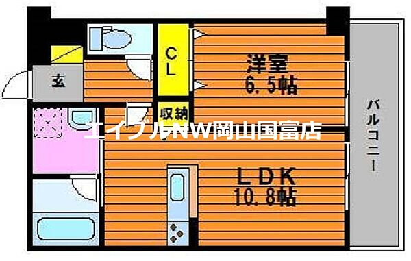 岡山県岡山市中区兼基(賃貸マンション1LDK・3階・44.85㎡)の写真 その2