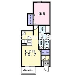 JR赤穂線 大富駅 バス8分 あすなろ団地入口下車 徒歩31分の賃貸アパート 1階1LDKの間取り