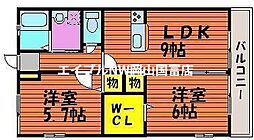 アネシス円山A 2LDKの間取図画像
