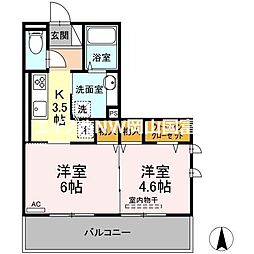 グランツ国富 1LDKの間取図画像