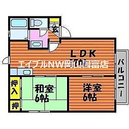 マルシンアパートA 2LDKの間取図画像