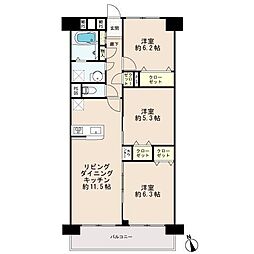 新松戸西パークハウスD 2SLDKの間取図画像