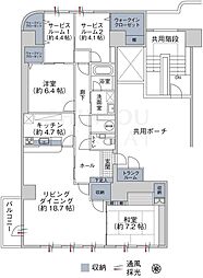 パークハイツ南大通 2SLDKの間取図画像