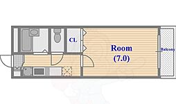 セラヴィー2 2階1Kの間取り