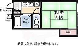 パインハイツ2 2階1Kの間取り