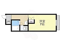 ハイツタナベNo.1 1階ワンルームの間取り