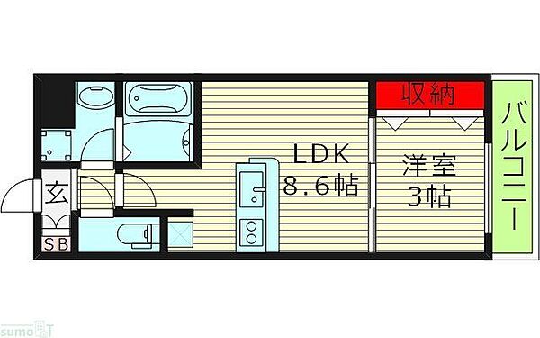 AILE東中浜 ｜大阪府大阪市城東区東中浜８丁目(賃貸マンション1LDK・2階・28.68㎡)の写真 その2