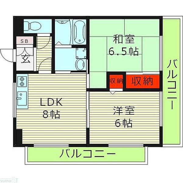 グリーンゲイブルス ｜大阪府守口市土居町(賃貸マンション2LDK・2階・45.00㎡)の写真 その2