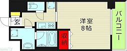 Osaka Metro千日前線 今里駅 徒歩6分の賃貸マンション 8階1Kの間取り