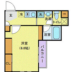 Access湘南平塚 11階1Kの間取り