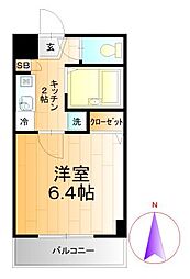 ミリアビタＮｏ．1 6階1Kの間取り