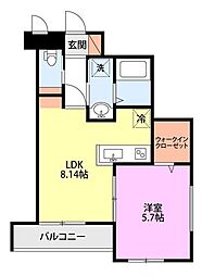 ミリアビタ宮本 1階1LDKの間取り