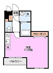 ミリアビタ宮本 2階ワンルームの間取り