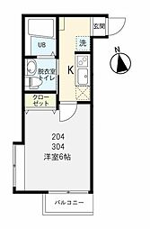 ガレオン船橋 3階1Kの間取り