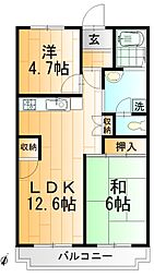 ミリアビタNO26 2LDKの間取図画像