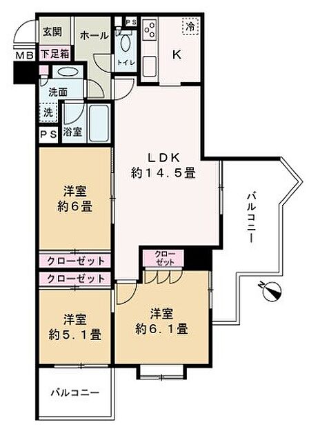 3LDK 間取り