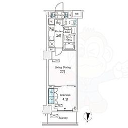 フロンティアレジデンス錦糸公園 4階1LDKの間取り