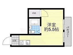 モトキハウス 3階ワンルームの間取り