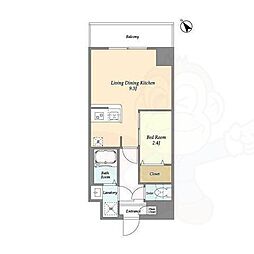 アルファコート曳舟 2階1LDKの間取り