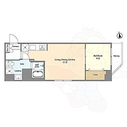 アルファコート東あずま 4階1LDKの間取り