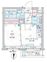 GENOVIA京成立石5 2階1DKの間取り