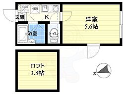 メイプルコート曳舟 2階1Kの間取り