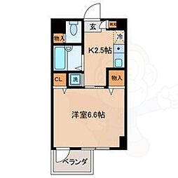 カーサデルアケハマ 8階1Kの間取り