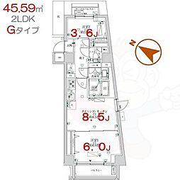 K-COURT押上 5階2DKの間取り