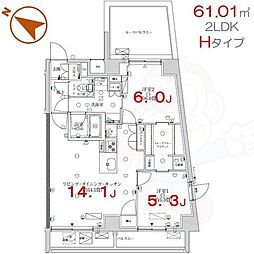 K-COURT押上 6階2LDKの間取り
