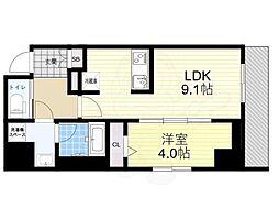 ティモーネ押上ノルド 7階1LDKの間取り