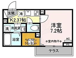 ルリアン八広 1階1Kの間取り