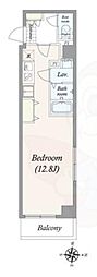アルファコート東あずま ワンルームの間取図画像