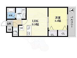 ジェノヴィア亀戸水神スカイガーデン 1LDKの間取図画像