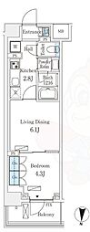 フロンティアレジデンス錦糸公園 1LDKの間取図画像