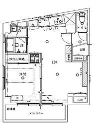 大森三井マンション 1LDKの間取図画像